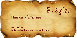 Haska Ágnes névjegykártya